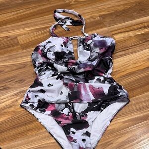 Floral Halter Women One Piece Swimsuit Floral Colorful